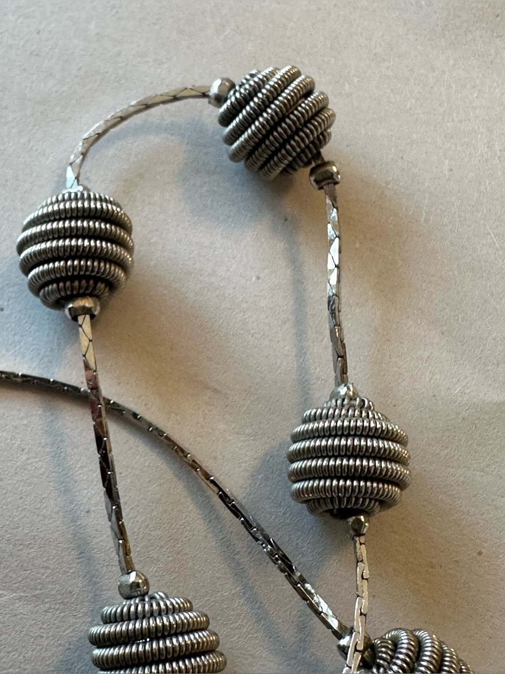 Trifari Silver-Tone Textured Bead Necklace